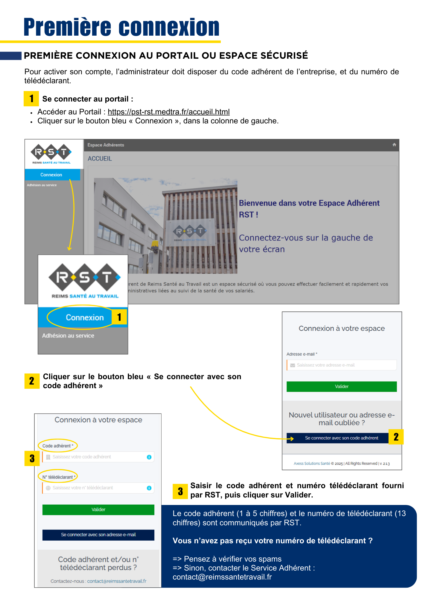 Espace adhérents - 1ère connexion
